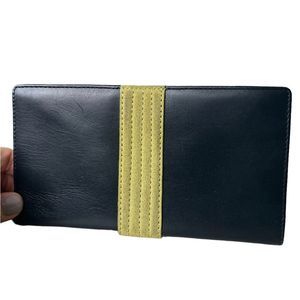 Ralph Lauren Black and Yellow Leather Wallet Clutch